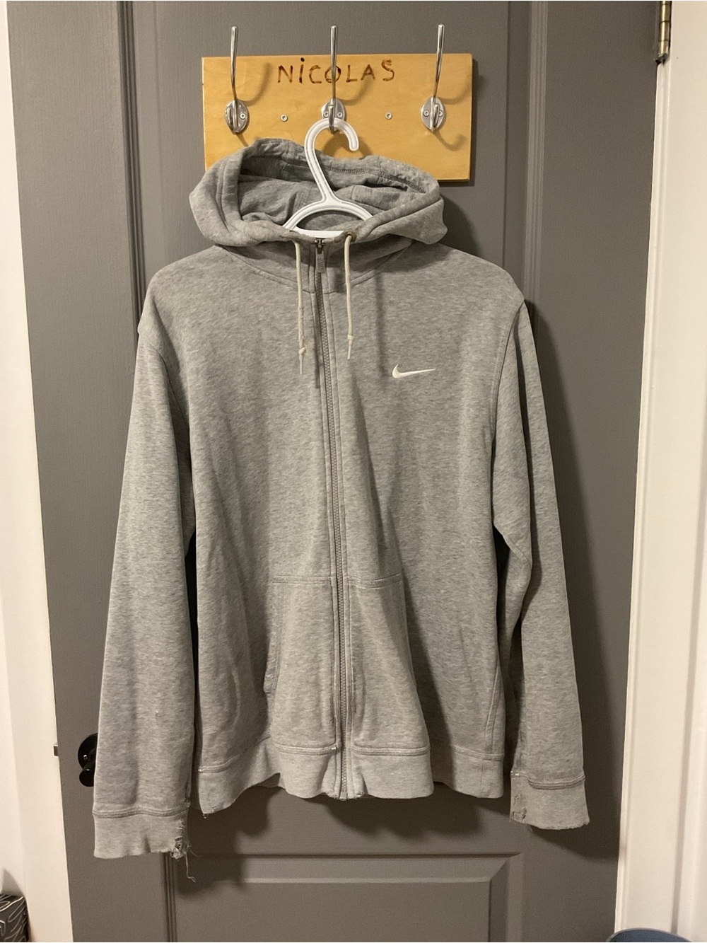 Nike Light Gray Full-Zip Hooded Jacket Medium